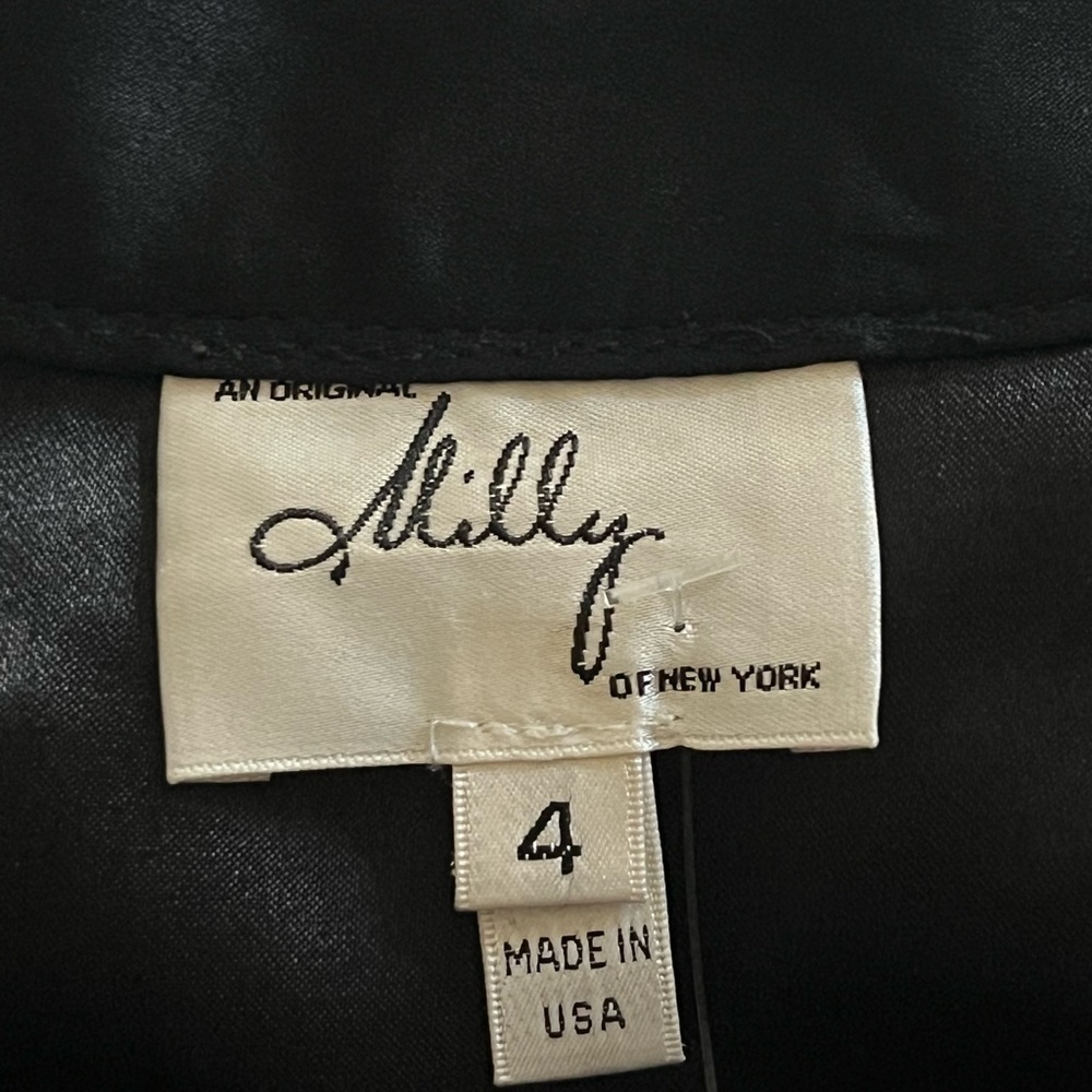VTG Milly of New York Black Lined Pleated Lace Short Flare Skirt Womens Sz 4 - Picture 9 of 12